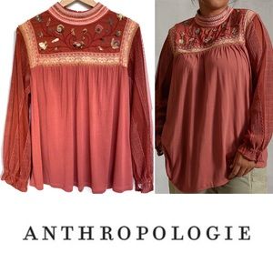 Anthro x Bl^nk Myona Embroidered Bronze Top 1X
